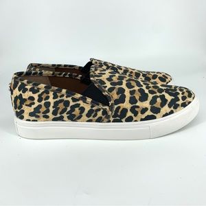 Steve Madden Women 7 Sneakers Brown Leopard Animal Print Slip On Loafers Shoes